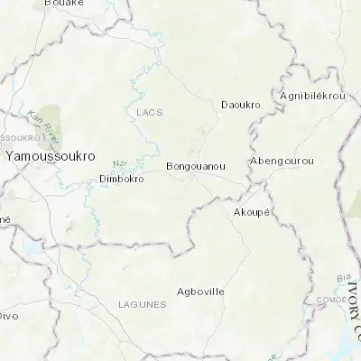 Map showing location of Bongouanou (6.651750, -4.204060)
