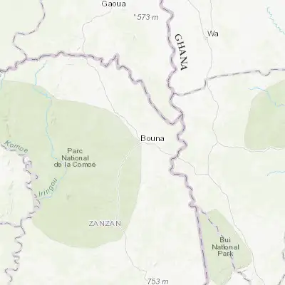 Map showing location of Bouna (9.269270, -2.995100)