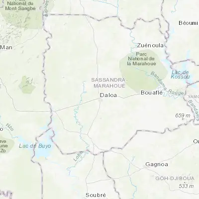 Map showing location of Daloa (6.877350, -6.450220)