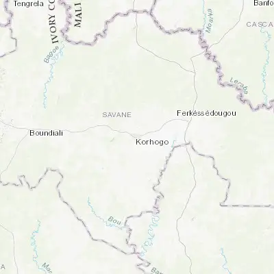 Map showing location of Korhogo (9.458030, -5.629610)