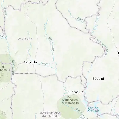 Map showing location of Mankono (8.058610, -6.189720)