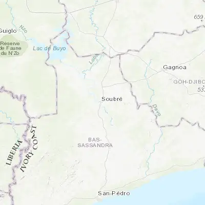 Map showing location of Soubré (5.783770, -6.593880)