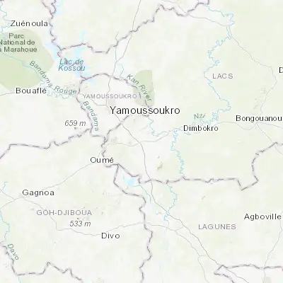 Map showing location of Toumodi (6.557990, -5.017690)