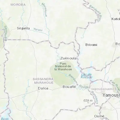 Map showing location of Zuénoula (7.430270, -6.050540)