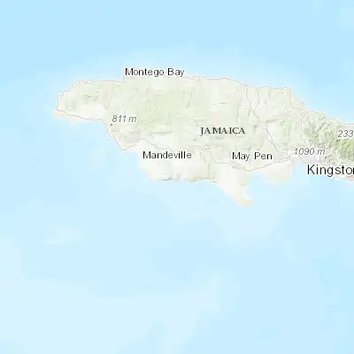 Map showing location of Bull Savanna (17.886780, -77.590220)