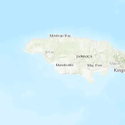 Map showing location of Santa Cruz (18.053360, -77.698360)