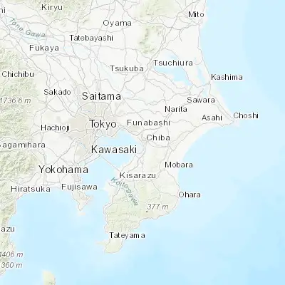 Map showing location of Chiba (35.600000, 140.116670)