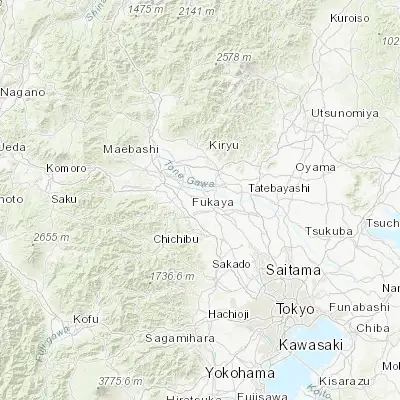 Map showing location of Fukayachō (36.200000, 139.283330)