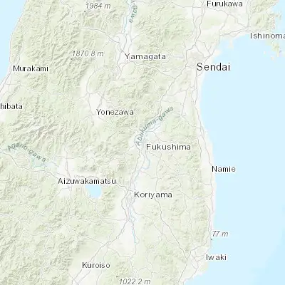Map showing location of Fukushima (37.750000, 140.466670)