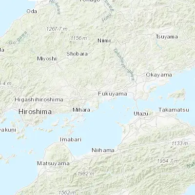 Map showing location of Fukuyama (34.483330, 133.366670)