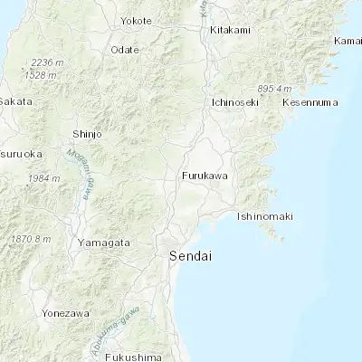Map showing location of Furukawa (38.571670, 140.955560)