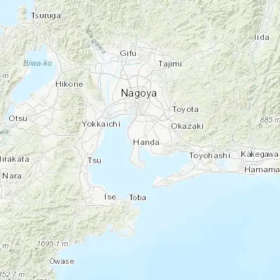 Map showing location of Handa (34.883330, 136.933330)