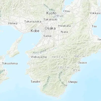 Map showing location of Hashimoto (34.316670, 135.616670)