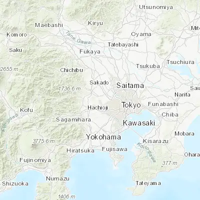 Map showing location of Higashimurayama (35.754590, 139.468520)