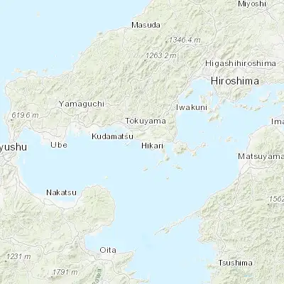 Map showing location of Hikari (33.955000, 131.950000)