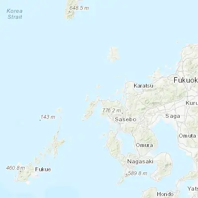 Map showing location of Hirado (33.368530, 129.552470)