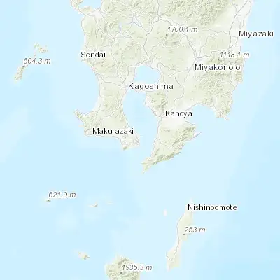 Map showing location of Ibusuki (31.233330, 130.650000)