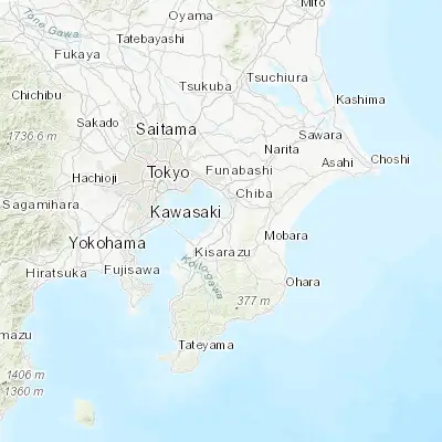 Map showing location of Ichihara (35.516670, 140.083330)