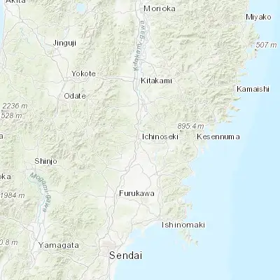 Map showing location of Ichinoseki (38.916670, 141.133330)