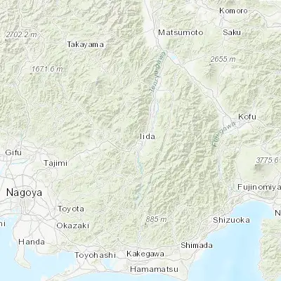 Map showing location of Iida (35.519650, 137.820740)
