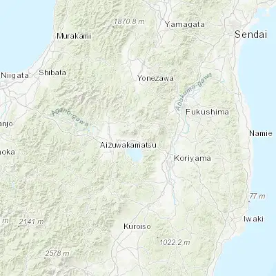 Map showing location of Inawashiro (37.566670, 140.116670)