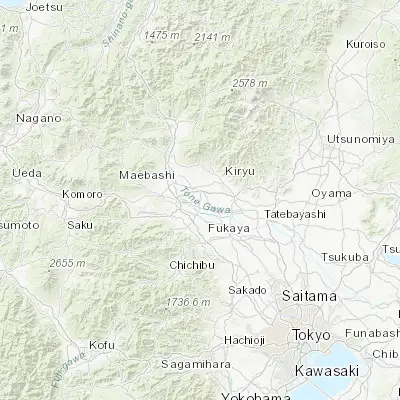 Map showing location of Isesaki (36.316670, 139.200000)