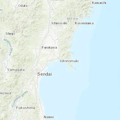 Map showing location of Ishinomaki (38.416670, 141.300000)