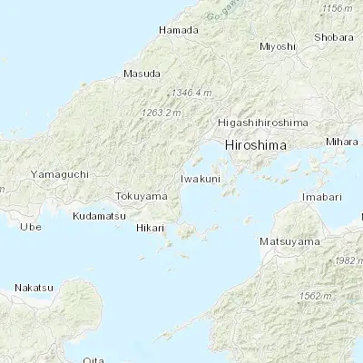 Map showing location of Iwakuni (34.162970, 132.220000)