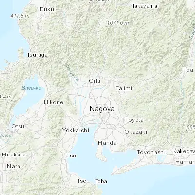 Map showing location of Iwakura (35.283330, 136.866670)