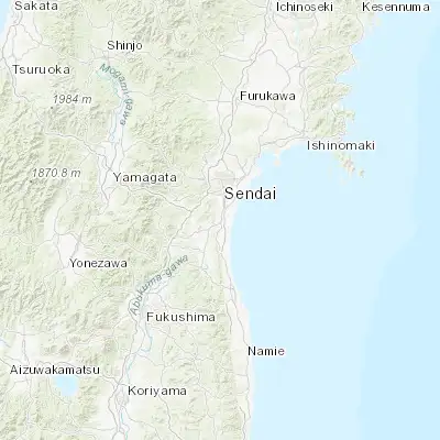 Map showing location of Iwanuma (38.104720, 140.859440)