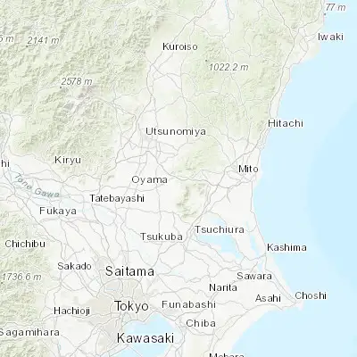 Map showing location of Iwase (36.350000, 140.100000)