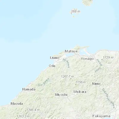 Map showing location of Izumo (35.366670, 132.766670)