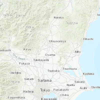 Map showing location of Kaminokawa (36.433330, 139.916670)