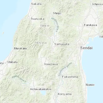 Map showing location of Kaminoyama (38.153890, 140.273610)