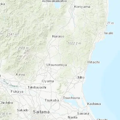 Map showing location of Karasuyama (36.650000, 140.150000)