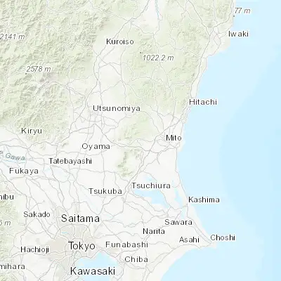 Map showing location of Kasama (36.383330, 140.266670)