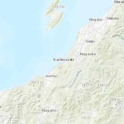 Map showing location of Kashiwazaki (37.366670, 138.550000)