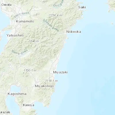 Map showing location of Kawaminami (32.183330, 131.516670)