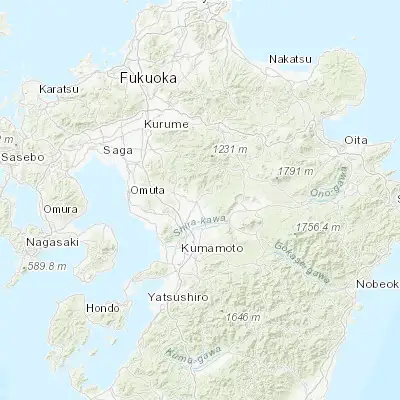 Map showing location of Kikuchi (32.983330, 130.816670)