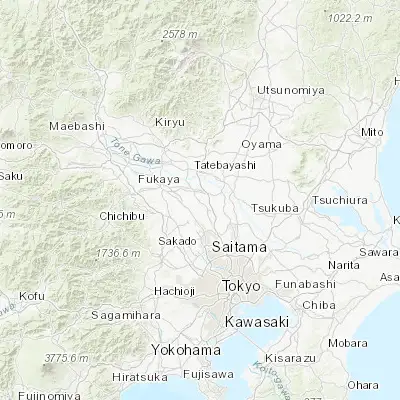 Map showing location of Kisai (36.100000, 139.583330)