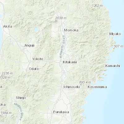 Map showing location of Kitakami (39.283330, 141.116670)