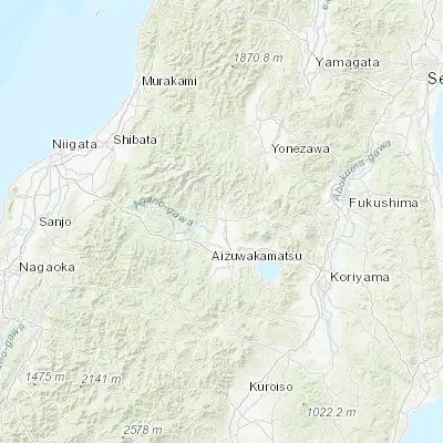 Map showing location of Kitakata (37.650000, 139.866670)