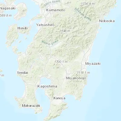 Map showing location of Kobayashi (31.983330, 130.983330)