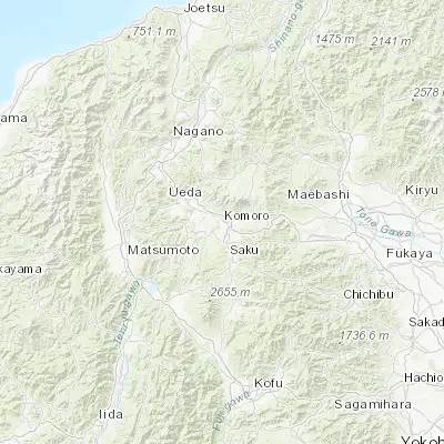 Map showing location of Komoro (36.316670, 138.433330)