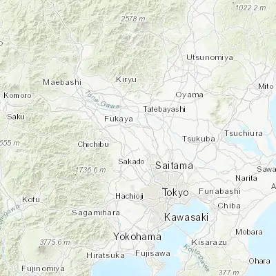 Map showing location of Kōnosu (36.068680, 139.516840)