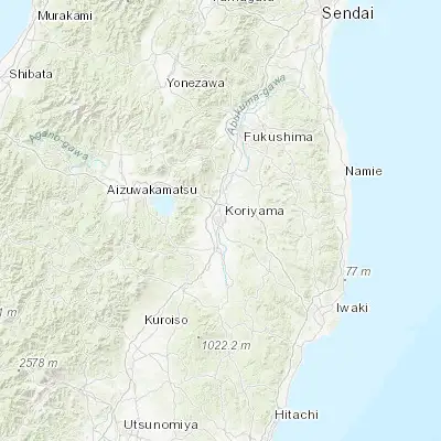 Map showing location of Kōriyama (37.400000, 140.383330)