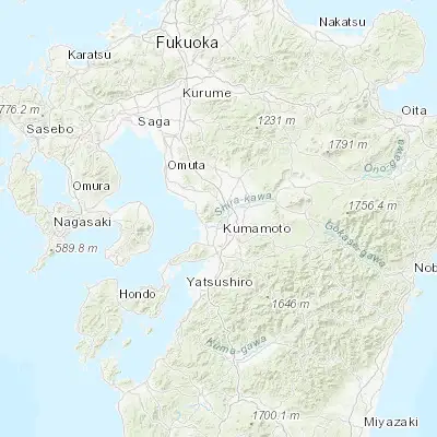 Map showing location of Kumamoto (32.805890, 130.691810)