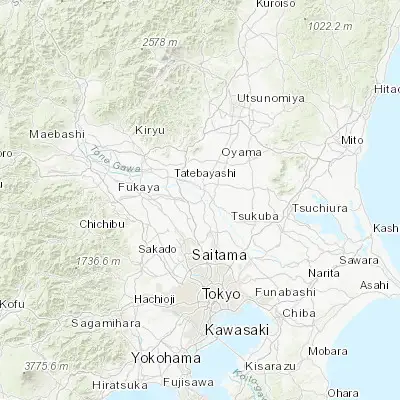 Map showing location of Kurihashi (36.133330, 139.700000)