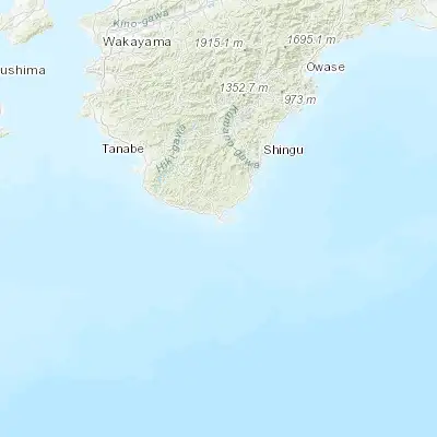 Map showing location of Kushimoto (33.468390, 135.779090)