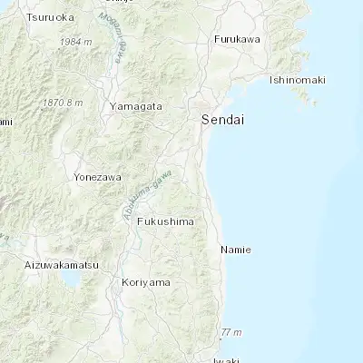 Map showing location of Marumori (37.916670, 140.766670)